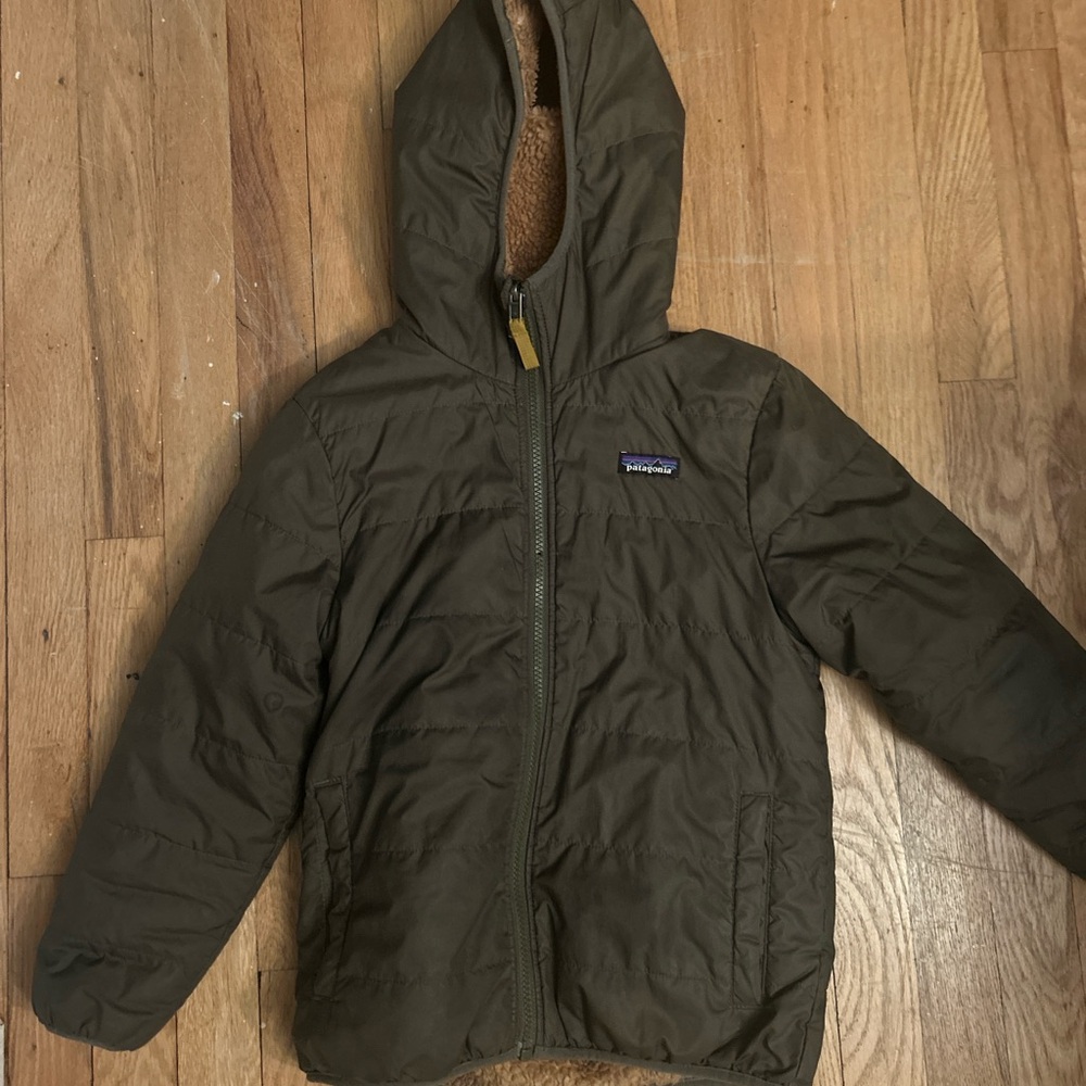 Patagonia Kids Green Hooded Puffer Jacket